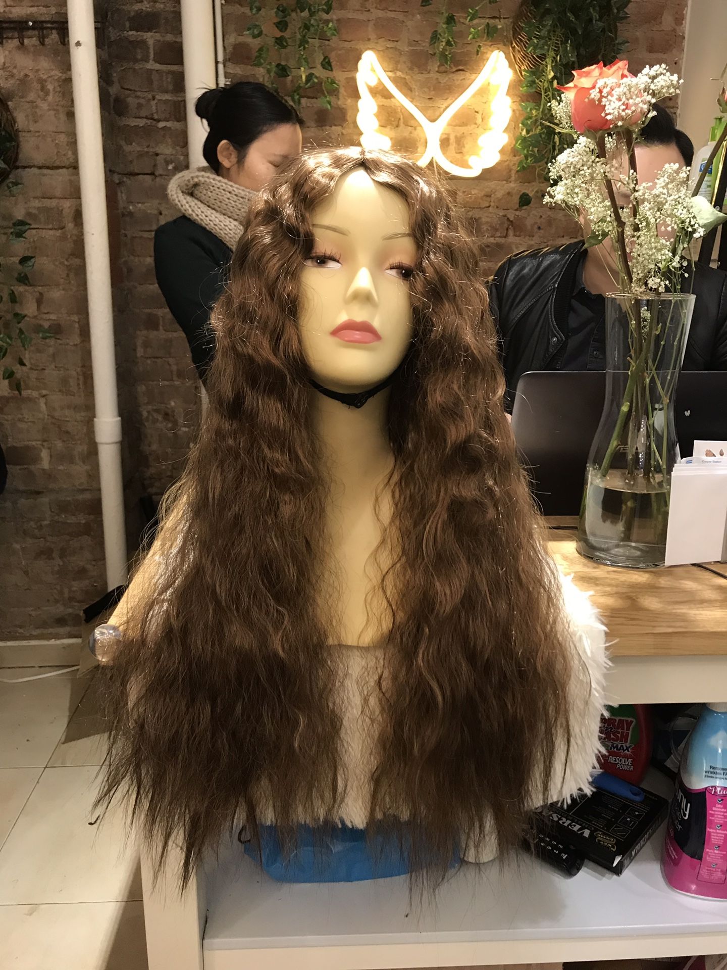 Human hair blend loose Wave Middle Part Wig