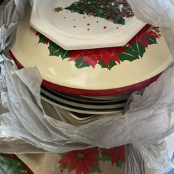 Vintage Christmas Service Plates 