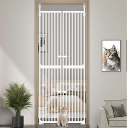 71" to 98”High , Extra Tall Cat Gate Double Pet Door for Doorway, No Drilling Need it