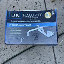 BK, 2-Handle Wall Mount Kitchen Faucet With 8 Inch Swivel Spout 8" Center In