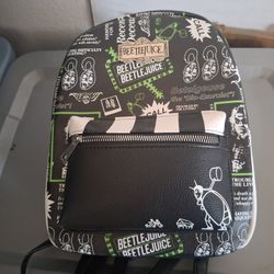 Bioworld Beetlejuice Striped All Over Print Black and White Mini Backpack