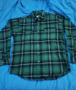 field & stream green long sleeve plaid flannel