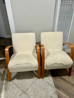Pair of Accent Armchairs with Wood Arms