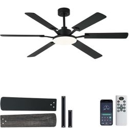 New 60”Large Ceiling Fan w Lights& Remote 6Double Sided Blades,Reversible,Dimmable,Outdoor/Indoor