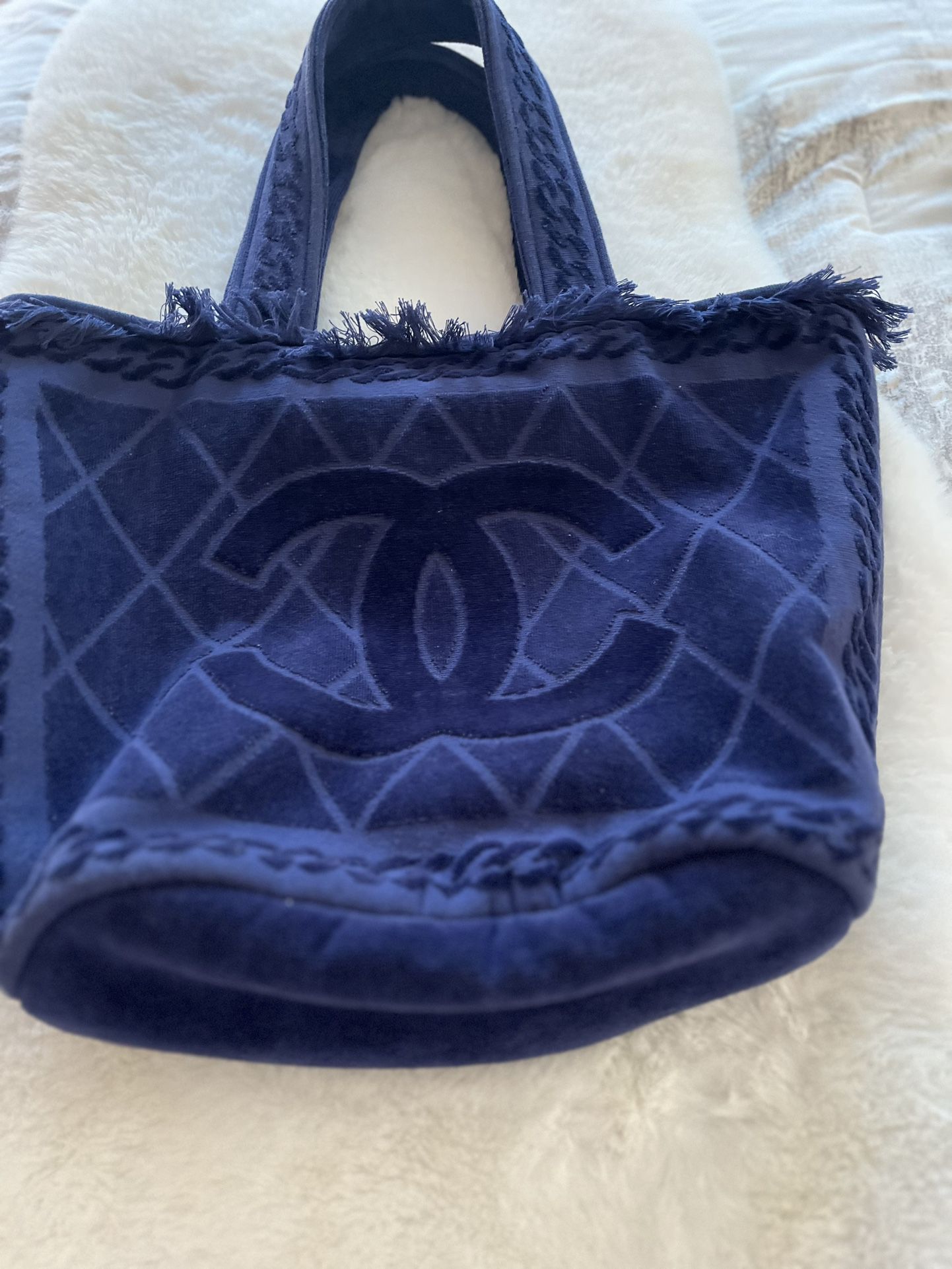 Chanel Blue Fringe Tote Bag