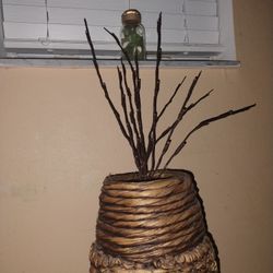 Cozy Lighted Wicker Floor Vase