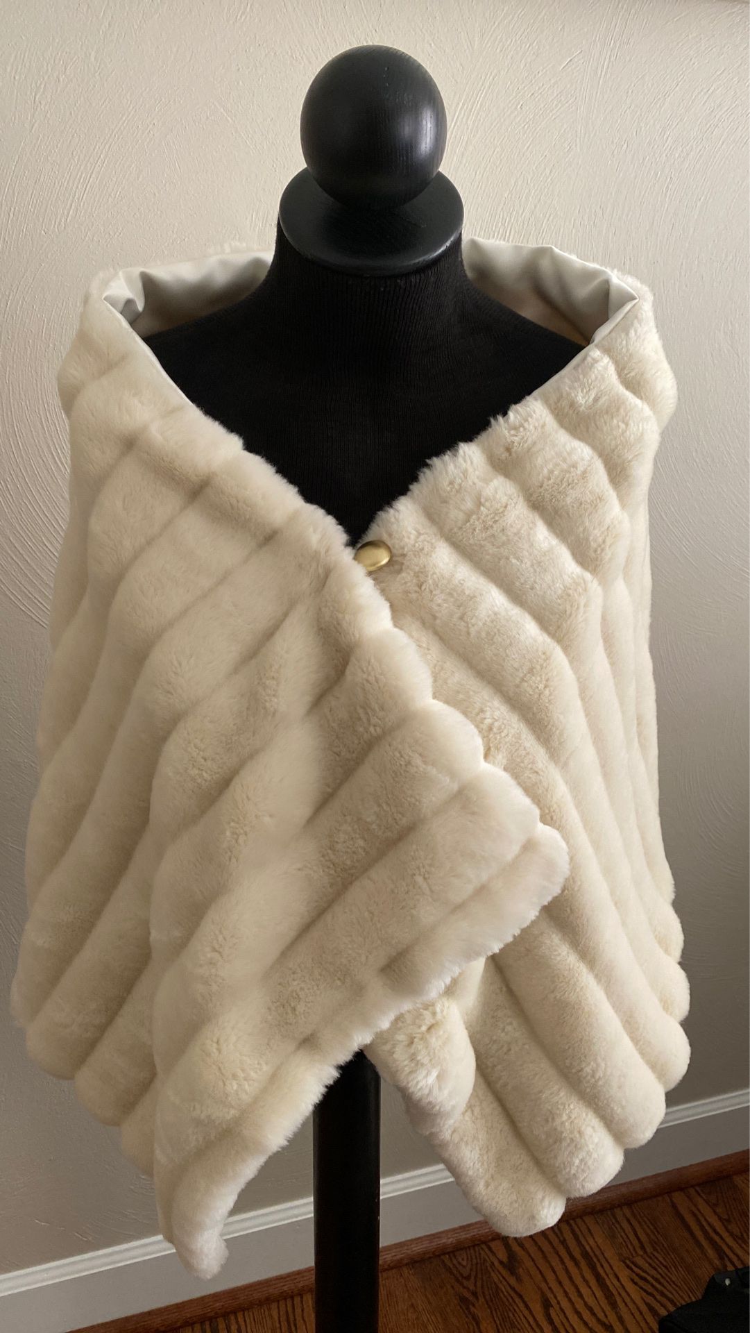 Faux fur shawl with hand warmer