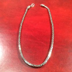 925 SILVER VINTAGE ROUNDED BYZANTINE NECKLACE ,HEAVY, CHOKER W HOOK CLASP. 16INCH