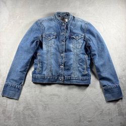 Levi's Easy Rider Denim Jean Trucker Jacket Women’s M Blue Distress Western#2720