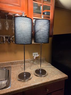 BLACK AND CHROME 3 WAY TABLE LAMPS
