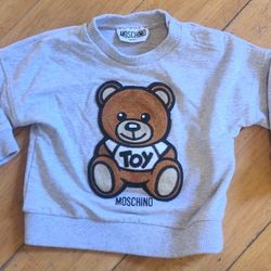 Moschino Grey Sweatshirt With Bear Baby Size 6 To 9 Months 