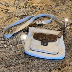White Coach Purse Leather Medium
