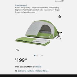 4 Piece Ozark Trail Weekender Backpacking Camp Combo Tent