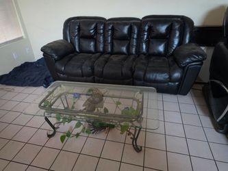 Leather couch recliner