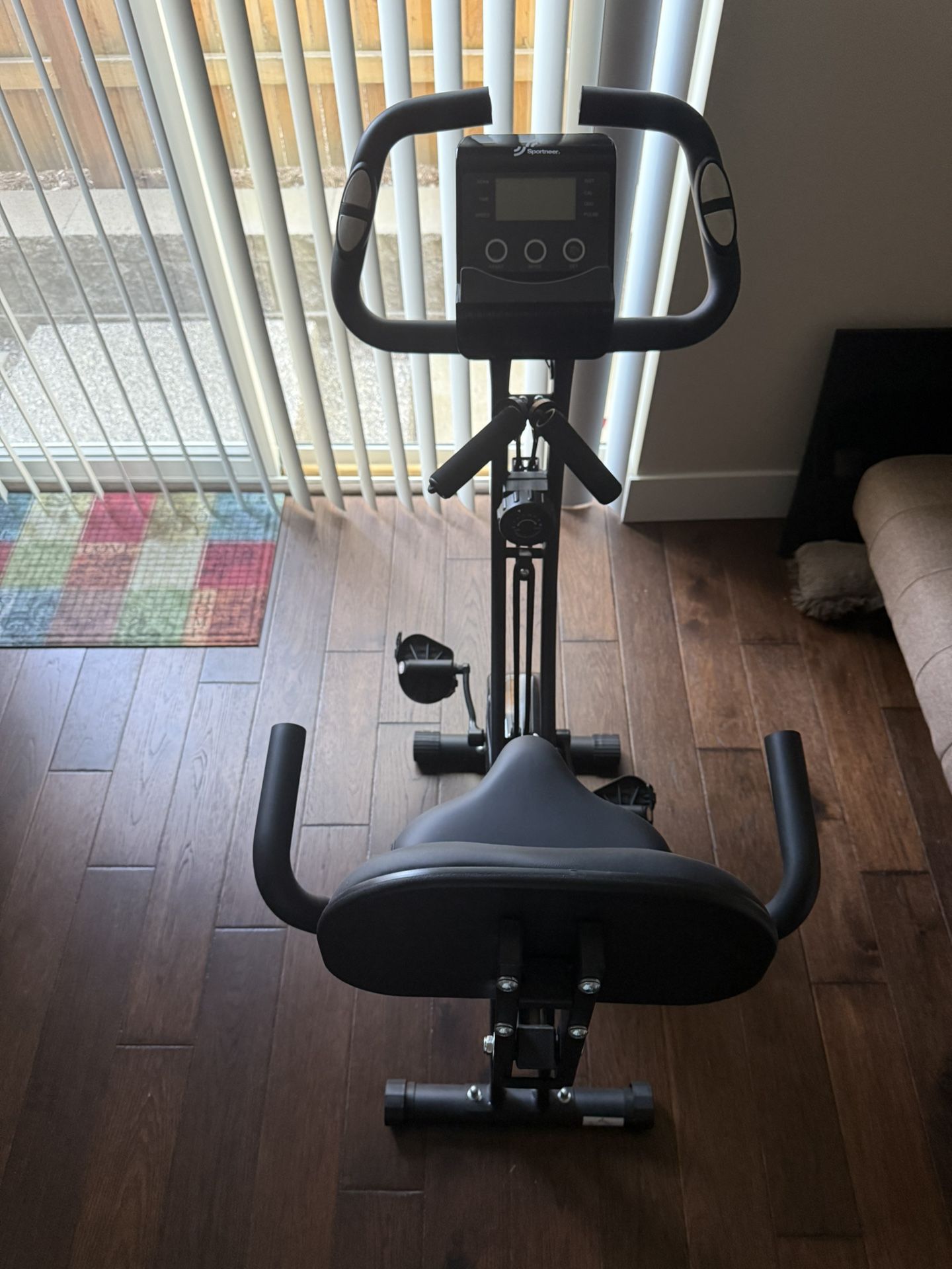 Foldable Exercise Bike Stationary Bike, Sportneer 4 in 1 Indoor Cycling Bike with 16 Level Magnetic Resistance Training Bike with Arm Resistance Band 