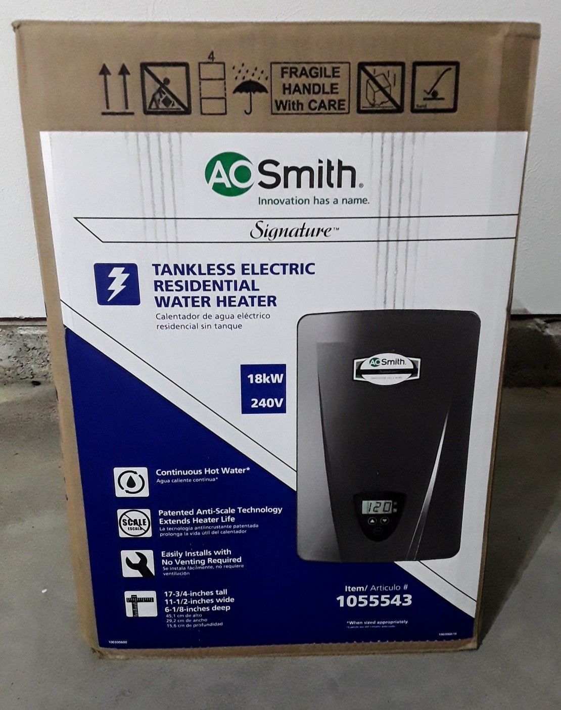 AO Smith Tankless Electric Water Heater 18kw (NEW)