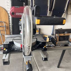12” Double-Bevel Sliding Compound Miter Saw W/Laser Guide and Mobile Heavy Duty  Miter Saw Stand W/2 Wheels