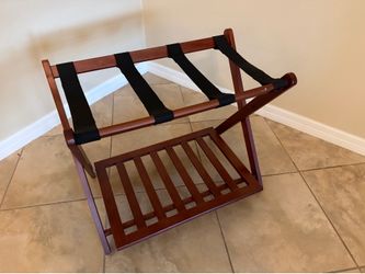 Casual Home Luggage Rack, Walnut, Solid Wood