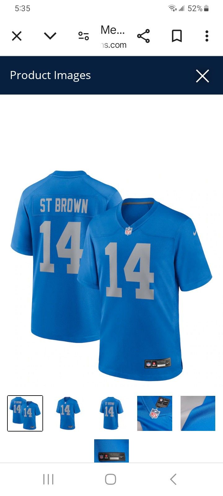 Detroit Lions St.Brown Jersey Mens XL Non Negotiable