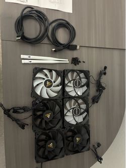 Pc case fans WiFi antenna and display cords