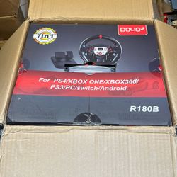 DOLIO R180B Racing Wheel & Pedals 7-in-1 (PS4/Xbox/PC/Switch) – New Open Box