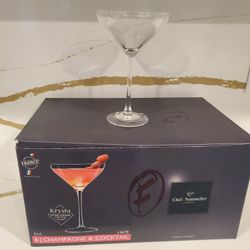 NEW Lot of 6 Chef & Sommelier C & S Crystal Glass Glasses Krysta Champagne & Cocktail France 