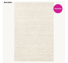 NEW RUGS USA OFF WHITE WOOL RUG 6x9”