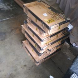 300lb Olympic weight set with barbell and clips, And Olympic curl bar