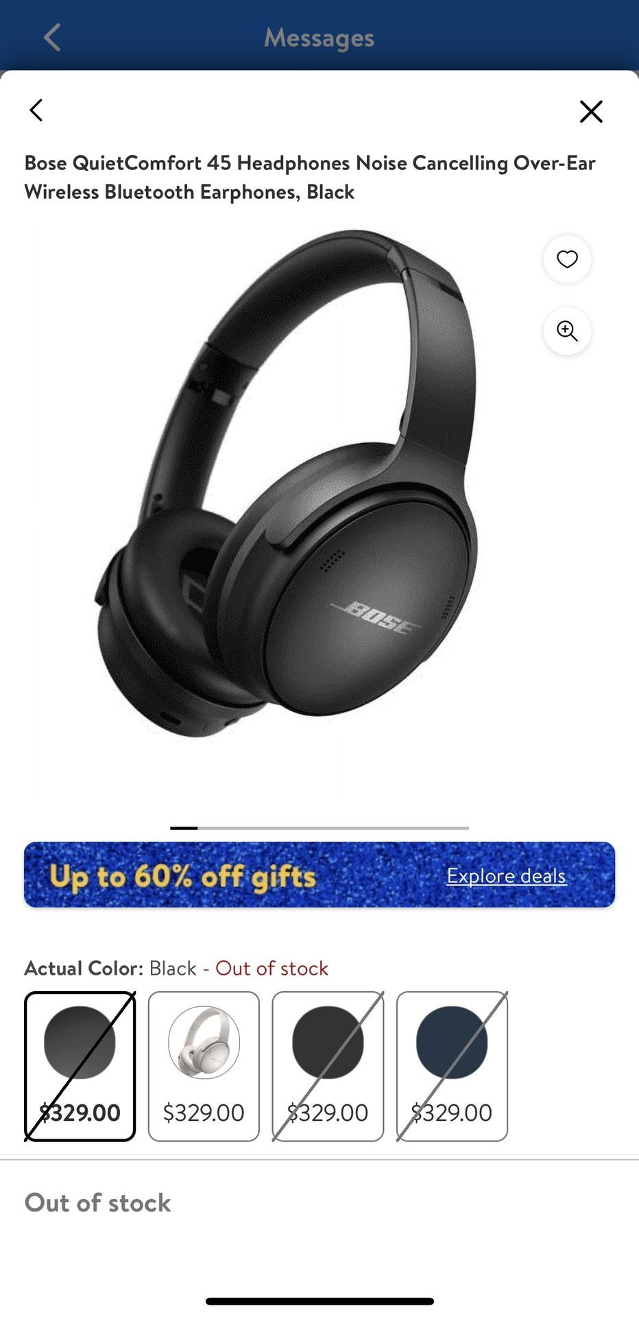 BOSE QuietComfort 45 Noise-Canceling Wireless over-Ear Headphones (Black) > AirPods IPhone Sony Panasonic SkullCandy