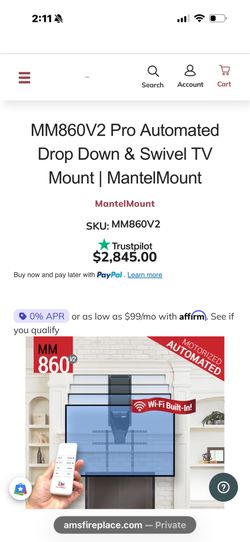 MM860V2 Pro Automated Drop Down & Swivel TV Mount | MantelMount