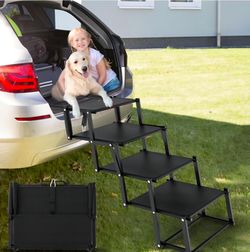 Extra Wide 20" Dog Stairs for Large Dogs, Dog Steps for Car 4 Steps
Foldable Dog Ramp for Car with Non-Slip Surface, Dog Stairs for Cars SUV High Bed