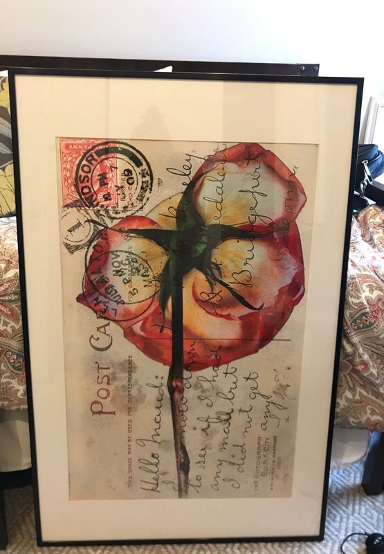 Large framed floral art