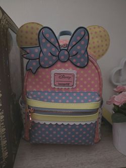 Loungefly Disney Minnie Mouse Pastel Polka Dot Mini Backpack – Like New