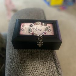 Mom Jewelry Box W/ Charm Bracelet 