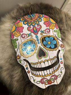 Big Sugar skull wood plaque