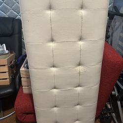 Old white painted leather bench