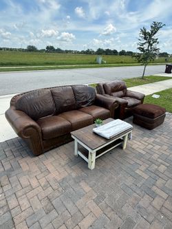 Real Leather Couch Set - Delivery Available