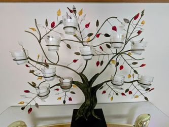Wrought Iron Candle Tree / Decorative Centerpiece with Glass Holders