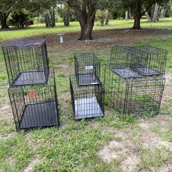 Collection Of Seven Metal Dog / Cat Cages 