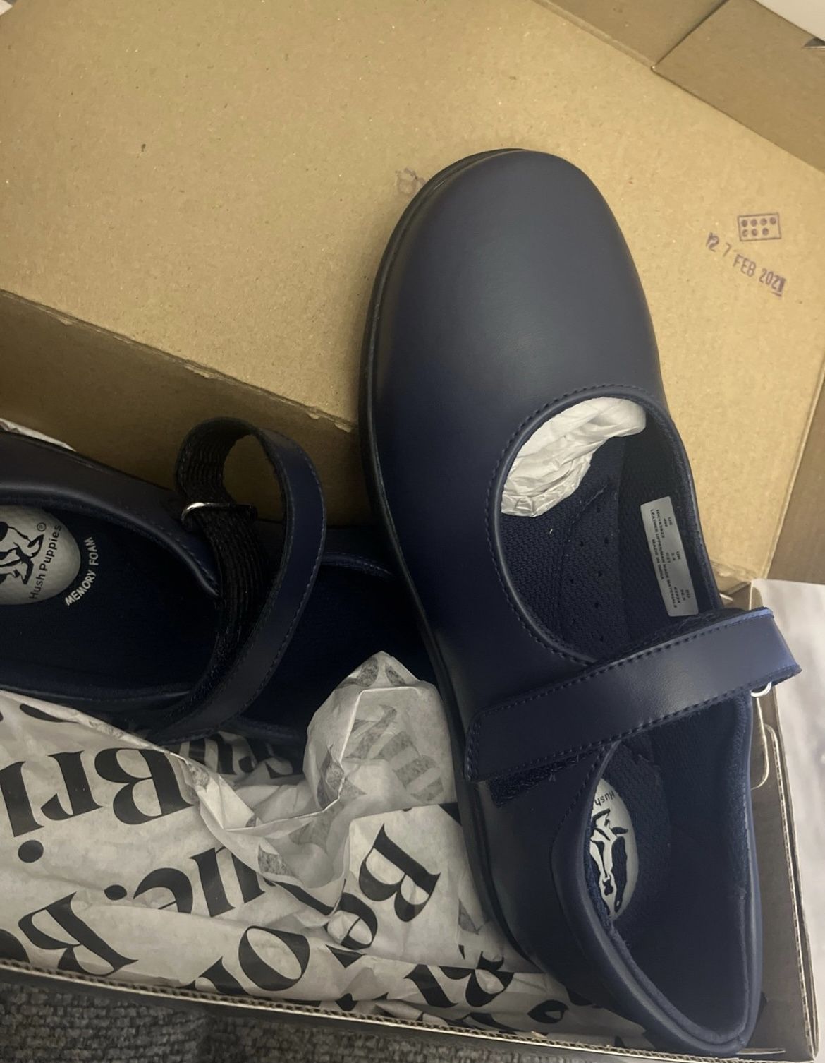 Hush Puppies Lexi Mary Jane Flat,Navy, size 4 Wide Big Kids NEW IN BOX