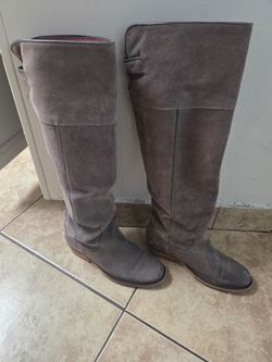 Tall Gray Suede  Boots