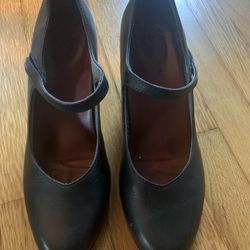 Abeo Vanessa Maryjane Pumps Black Leather Shoes Heels  Size 8.5 M