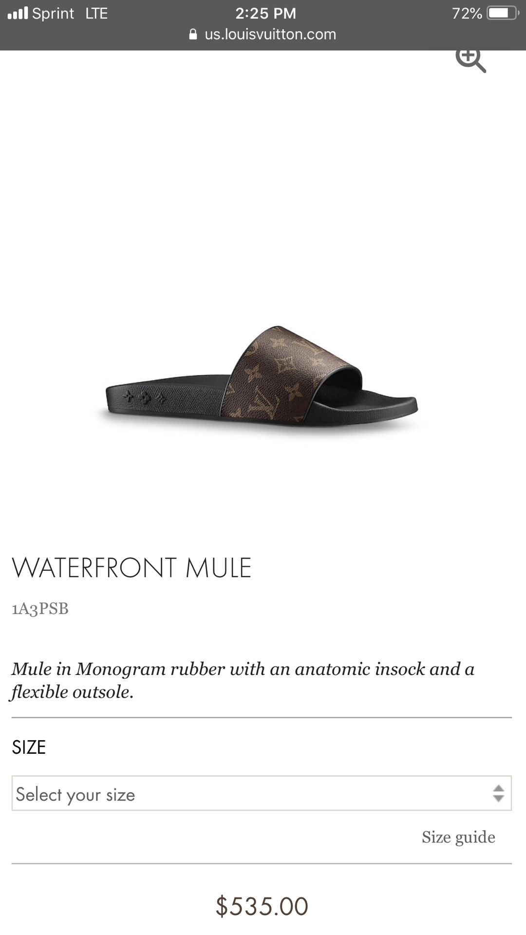 Louis Vuitton White Rubber Monogram Waterfront Slide Sandals Size