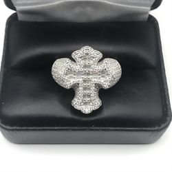 925 Sterling Silver 4.00CT MOISSANITE Cross Men’s Ring. Size 10, 11 Or 12