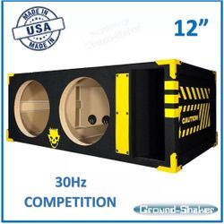 12” Sub Box Dual Ported Competition Subwoofer Enclosure Ground Shaker Sub Box 
