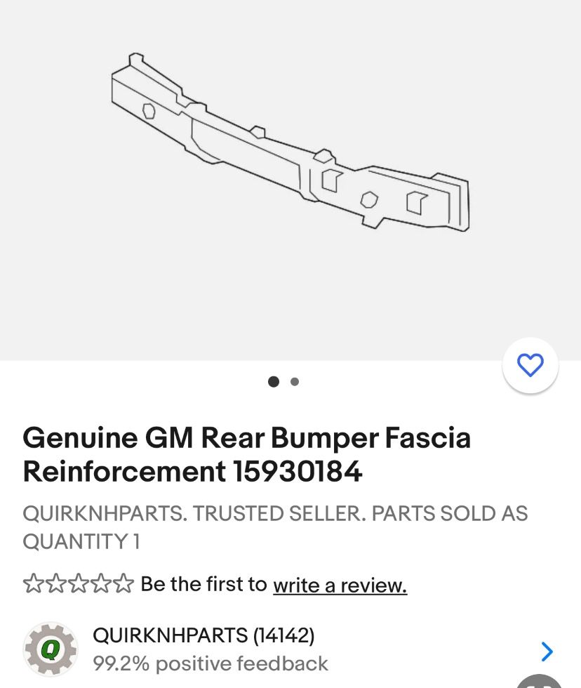 2010 Chevy Traverse (new Oem) Rear Bumper Reinforcement