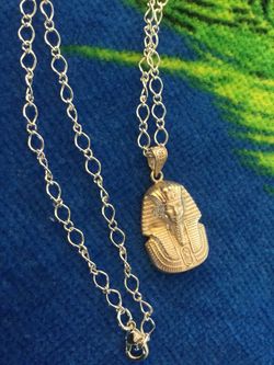 Egyptian Pharaoh pendant necklace / Silver plated fine jewelry