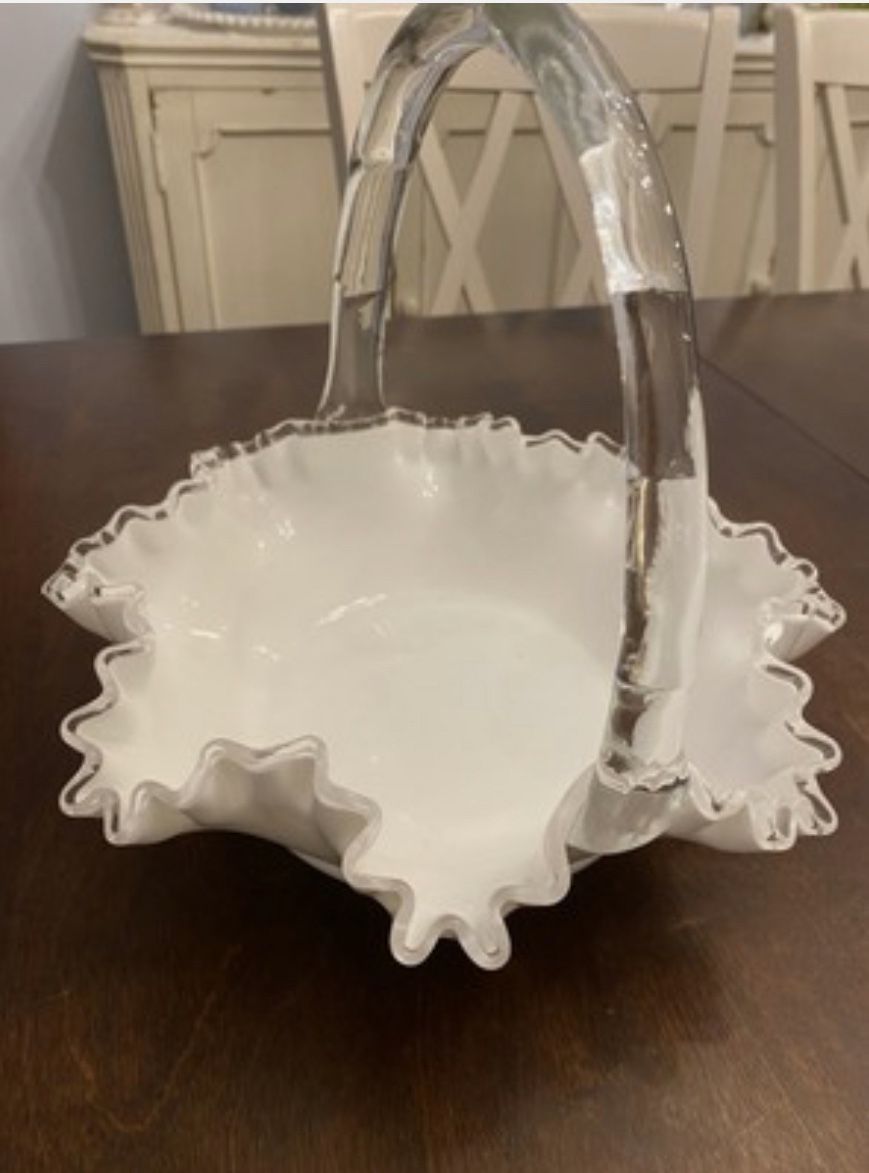 Fenton Milk Glass Basket - LARGE vintage