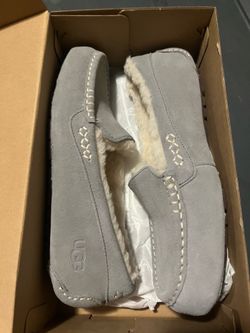 UGG Ansley Grey Suede w/ Faux Fur Lining Slip-On Slippers Women's Shoes NEW! 9