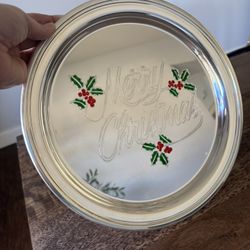 Sheridan Taunton Silversmiths Ltd. 12” Serving Tray Holiday Merry Christmas